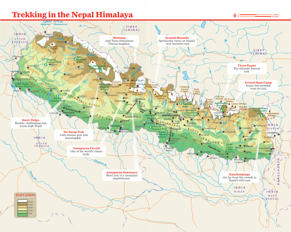 Trekking in the Nepal Himalaya 0 60 Miles Lake Lake Rakastal Manasarovar T I B E T ( C H I N a )