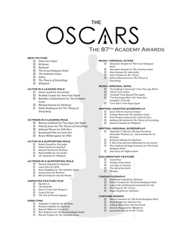 2015 Oscars Ballot