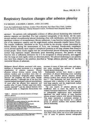 Respiratory Function Changes After Asbestos Pleurisy