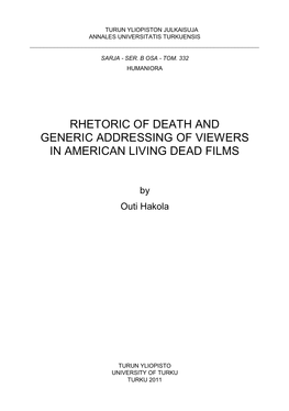 Rhetoric of Death and Generic Addressing of Viewers in American Living Dead Films