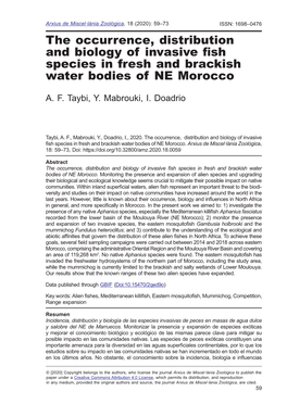 The Occurrence, Distribution and Biology of Invasive Fish Species in Fresh and Brackish Water Bodies of NE Morocco
