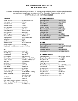 2019-20 Ncaa Division I Men's Hockey Pronunciation