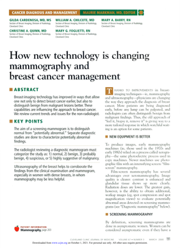 How New Technology Is Changing Mammography and Breast Cancer Management