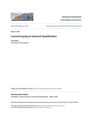 Lexical Scoping As Universal Quantification