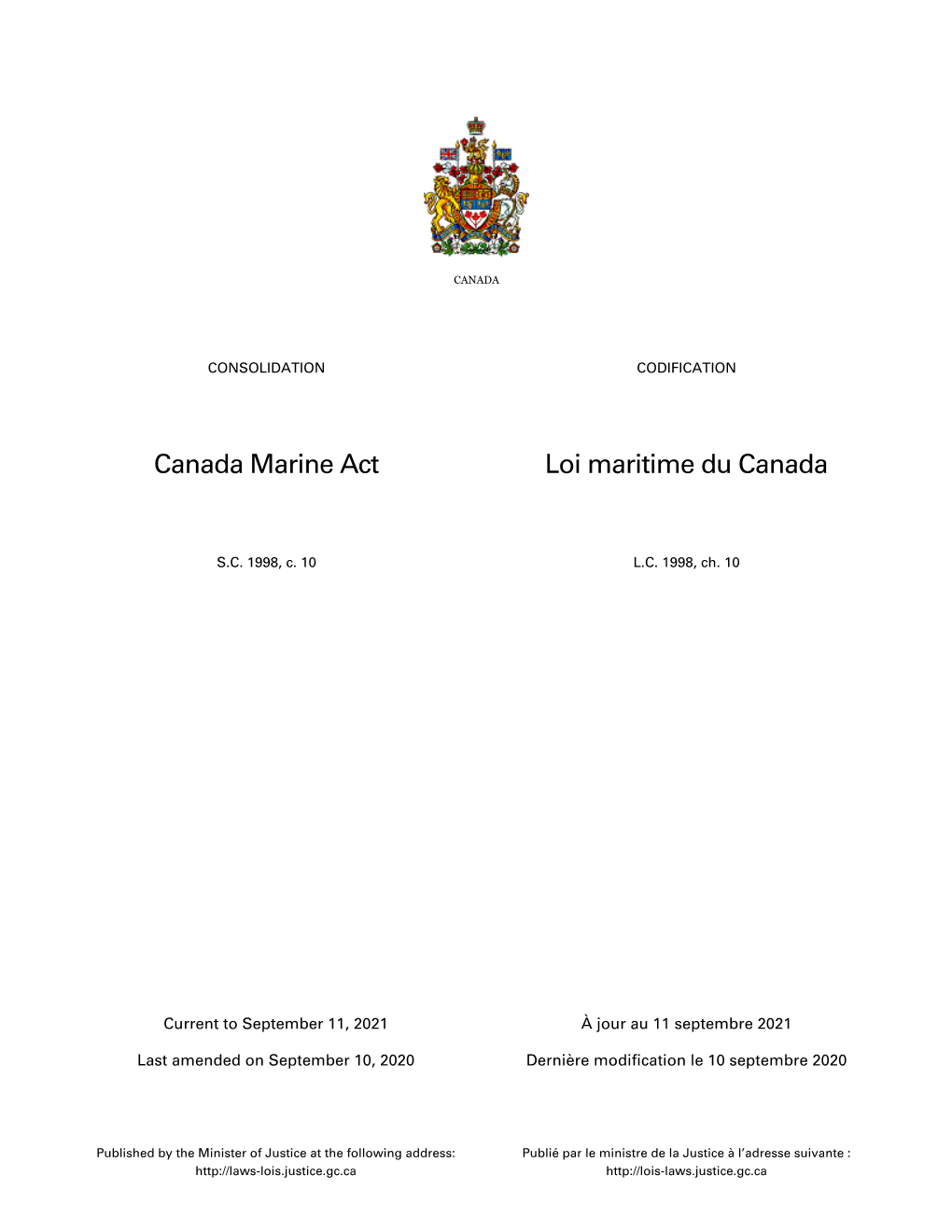 Canada Marine Act Loi Maritime Du Canada