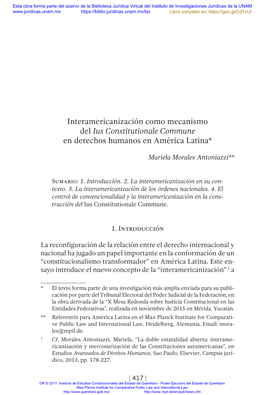 Interamericanización Como Mecanismo Del Ius Constitutionale Commune En Derechos Humanos En América Latina*