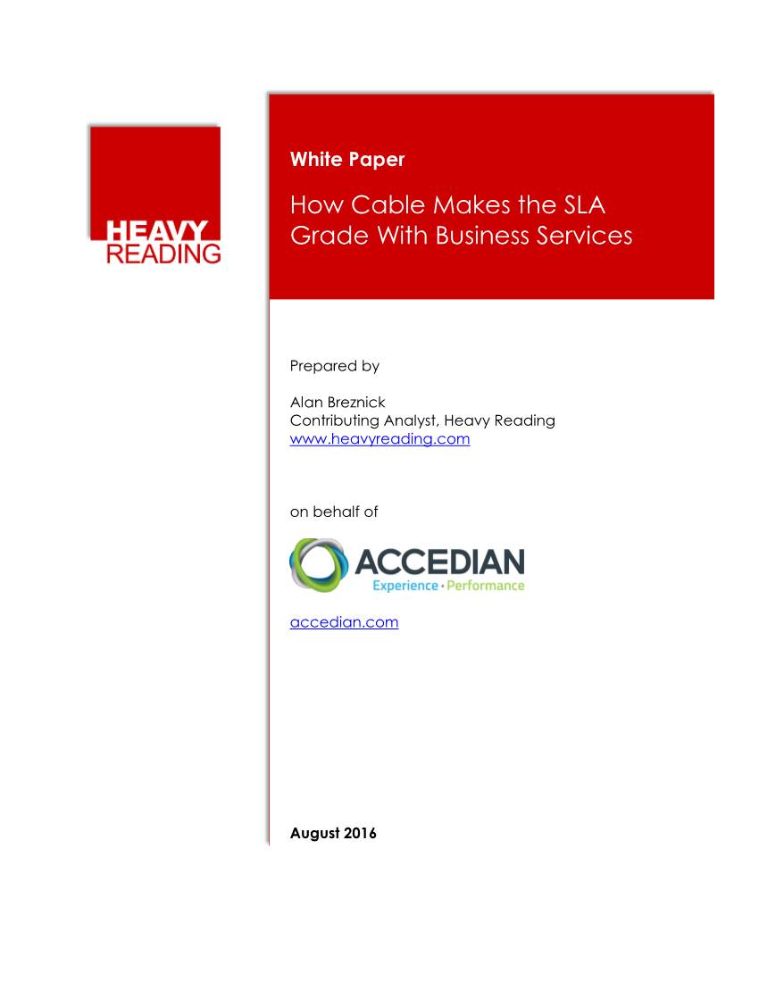 How Cable Makes the SLA Grade with Business Services
