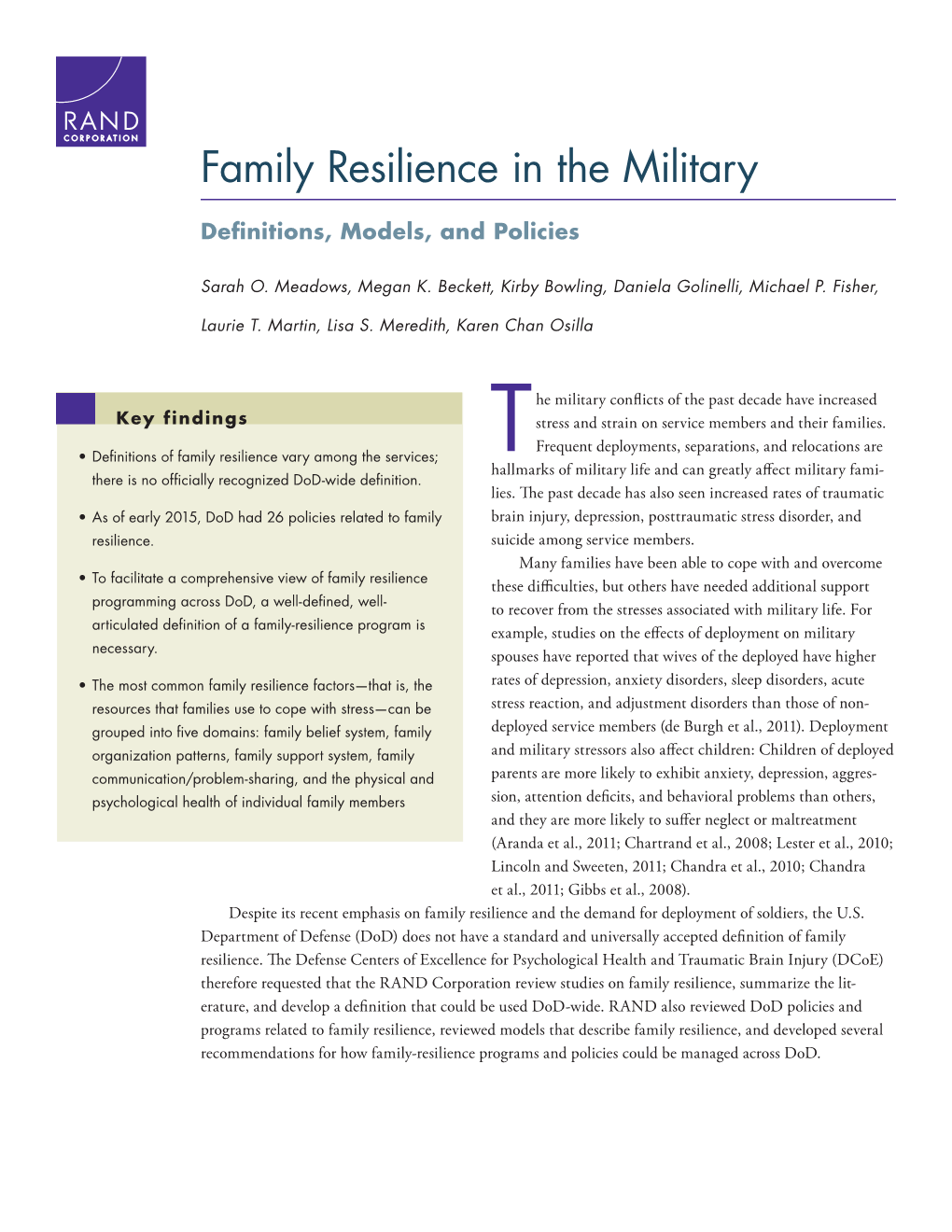 Family Resilience in the Military