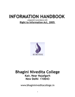 INFORMATION HANDBOOK Prepared in Accordance with Right to Information Act, 2005
