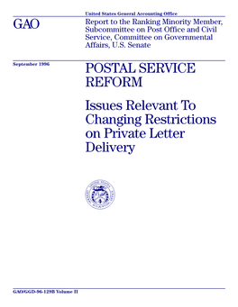 GGD-96-129B Postal Service Reform