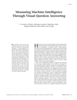 Measuring Machine Intelligence Through Visual Question Answering