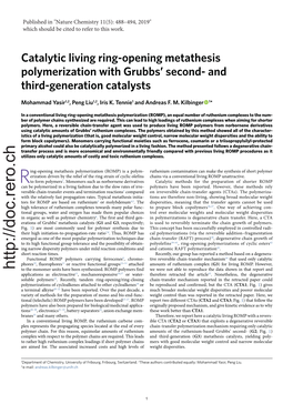 Catalytic Living Ring-Opening Metathesis Polymerization with Grubbs’ Second- and Third-Generation Catalysts