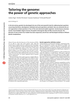 Tailoring the Genome: the Power of Genetic Approaches