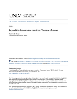 Beyond the Demographic Transition: the Case of Japan