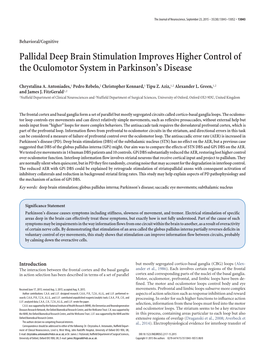 Pallidal Deep Brain Stimulation Improves Higher Control of the Oculomotor System in Parkinson’S Disease
