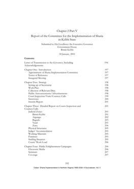 Chapter 2 Part V Report of the Committee for the Implementation