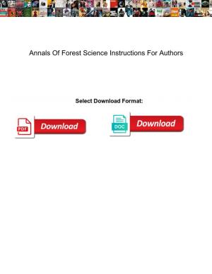 Annals of Forest Science Instructions for Authors