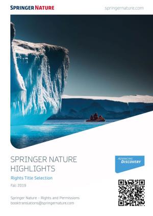 SPRINGER NATURE HIGHLIGHTS Rights Title Selection Fall 2019
