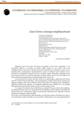 Gran Torino: a Foreign Neighbourhood