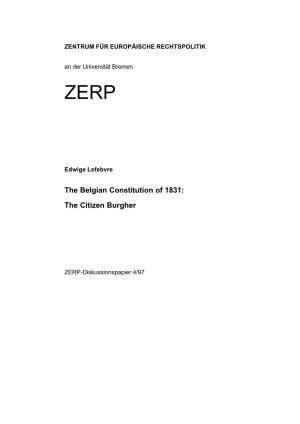 The Belgian Constitution of 1831: the Citizen Burgher