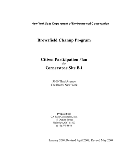 Brownfield Cleanup Program Citizen Participation Plan Cornerstone Site