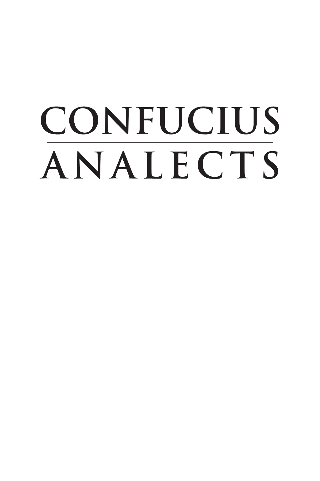 CONFUCIUS Analects