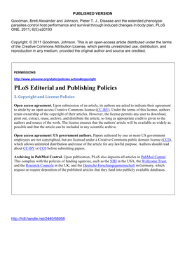 Plos Editorial and Publishing Policies