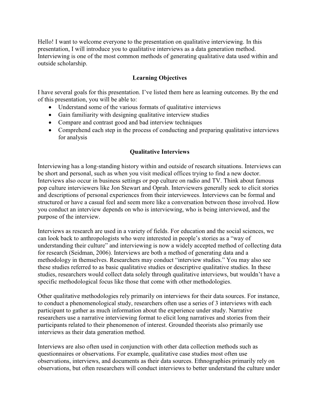 Qualitative-Interviewing-Script.Pdf - DocsLib