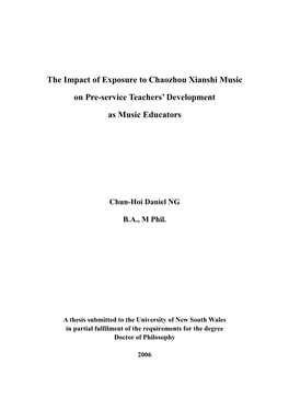 The Impact of Exposure to Chaozhou Xianshi Music on Preservice