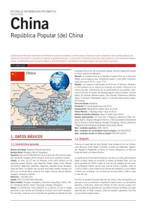 FICHA PAÍS China República Popular (De) China