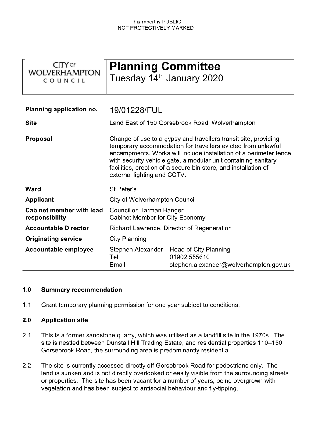 Planning Committee Tuesday 14Th January 2020