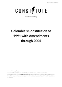Colombia's Constitution of 1991 with Amendments Through 2005