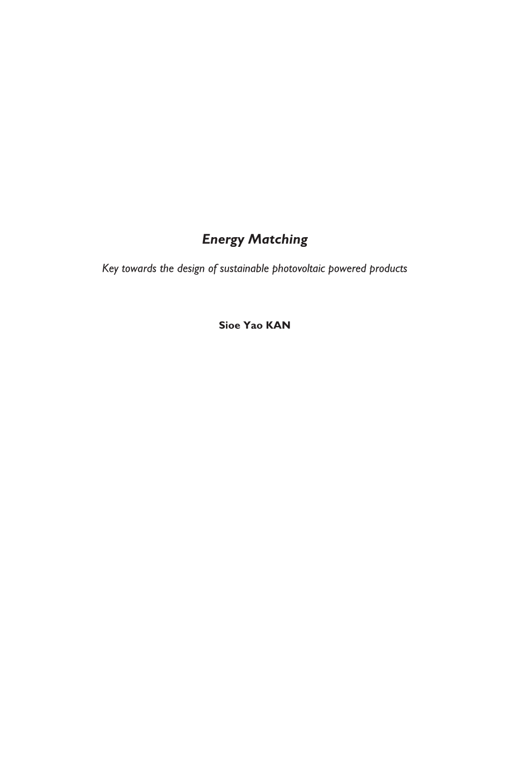 Energy Matching