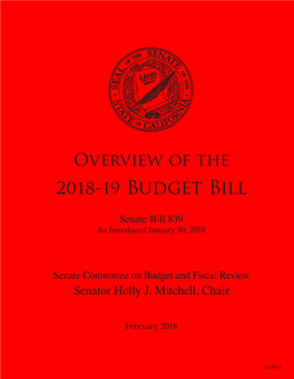 Overview of the 2018-19 Budget Bill, SB