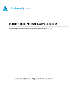 Knolls Action Project; Records Apap105