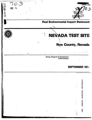 Final Environmental Impact Statement for Nevada Test Site
