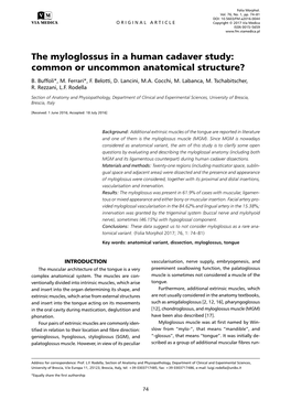 The Myloglossus in a Human Cadaver Study: Common Or Uncommon Anatomical Structure? B