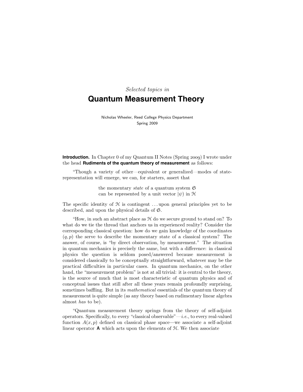 Quantum Measurement Theory