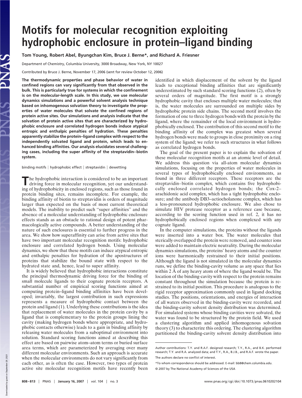 Motifs for Molecular Recognition Exploiting Hydrophobic Enclosure in Protein–Ligand Binding