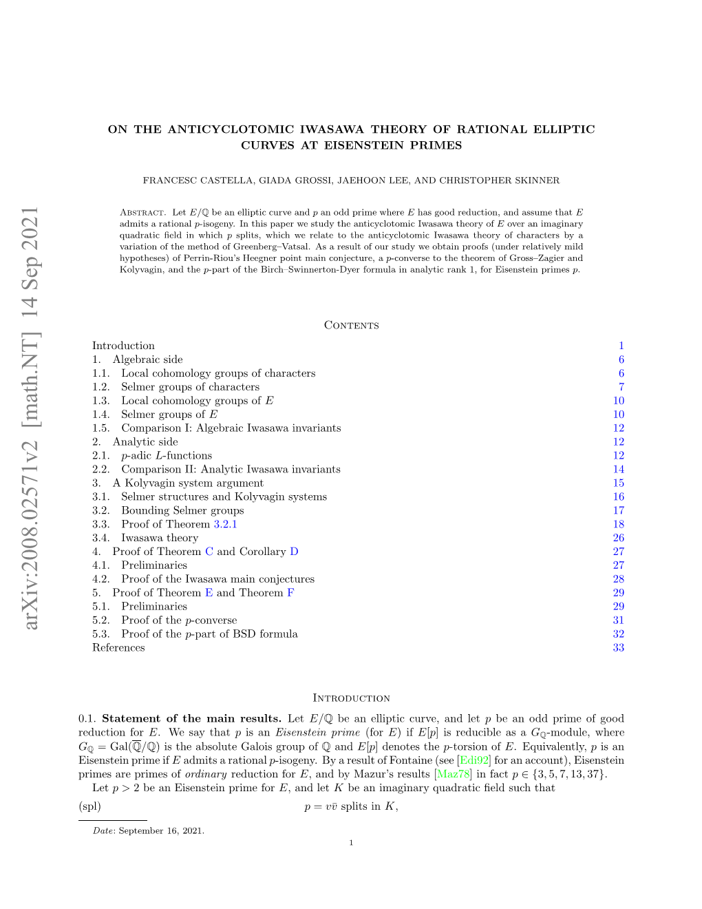 On the Anticyclotomic Iwasawa Theory of Rational Elliptic Curves at Eisenstein Primes 3