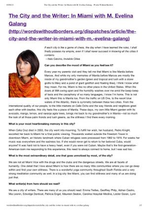 The City and the Writer: in Miami with M. Evelina Galang - Words Without Borders