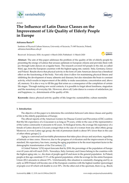 The Influence of Latin Dance Classes on the Improvement of Life Quality