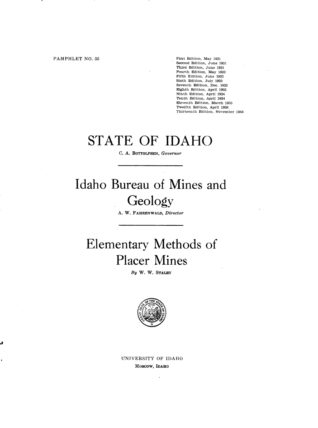 Elementary Methods of Placer Mining