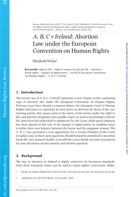 Abortion Law Under the European Convention on Human Rights