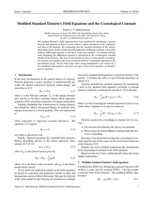 Modified Standard Einstein's Field Equations and the Cosmological