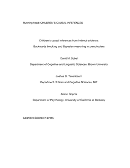 Children's Causal Inferences from Indirect Evidence