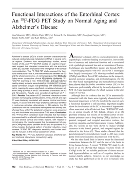 An 18F-FDG PET Study on Normal Aging and Alzheimer's Disease