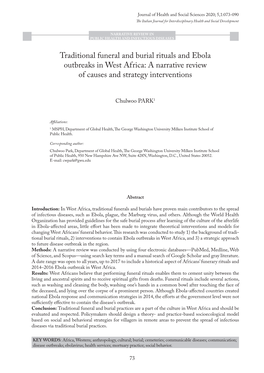 Traditional Funeral and Burial Rituals and Ebola Outbreaks in West Africa: a Narrative Review of Causes and Strategy Interventions