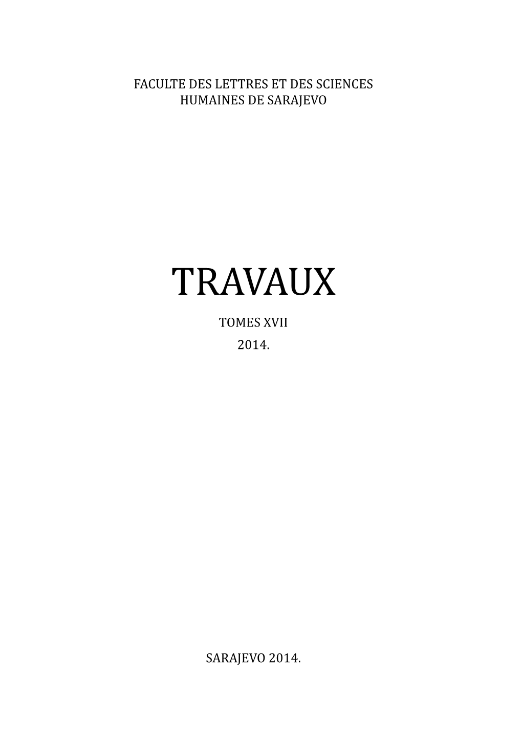 Travaux Tomes Xvii 2014