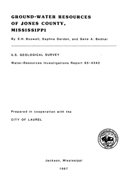Ground-Water Resources of Jones County, Mississippi